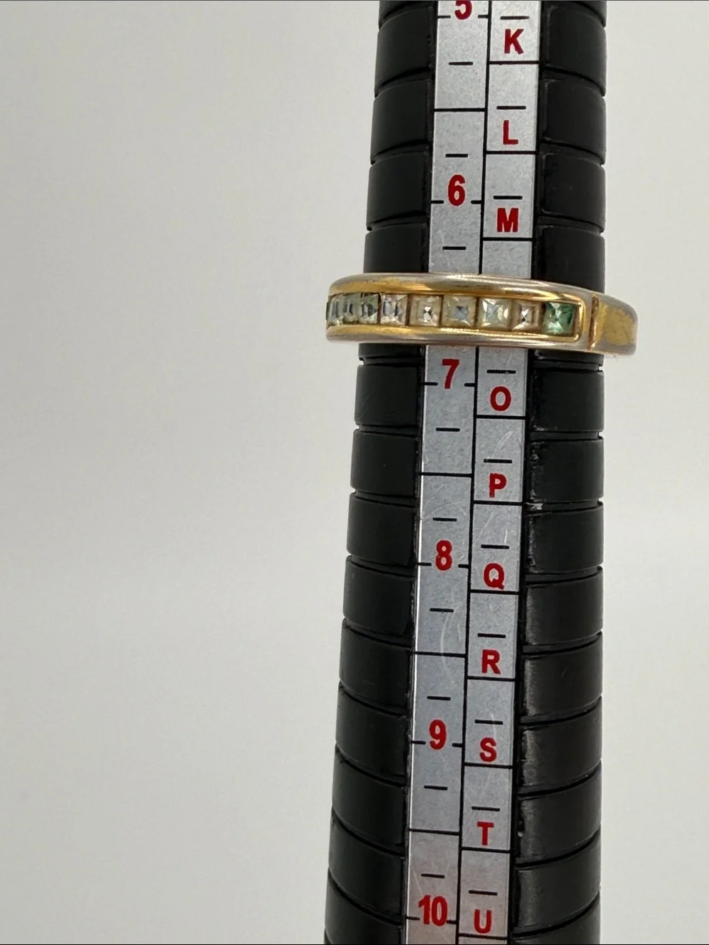 Gold Band Ring with Square Channel-Set Stones - Gold